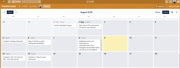 Redaktionsplan mit Trello Redaktionsplan mit Trello